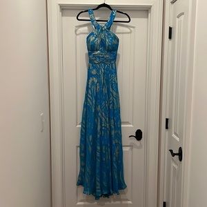 STUNNING!!! ‘Aidan Mattox’ Torquoise and gold foil dress!